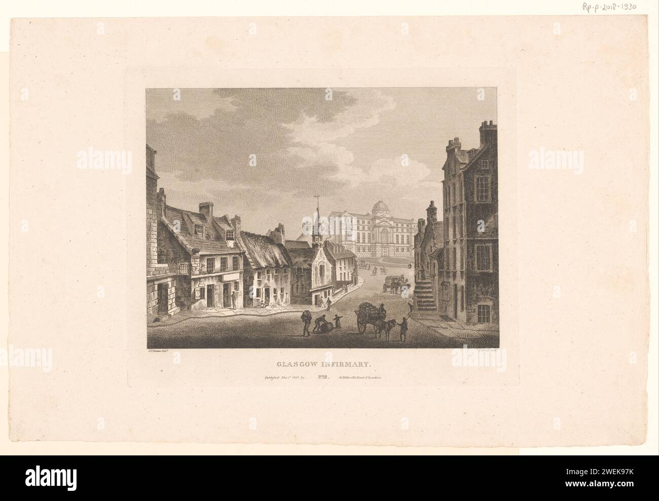 View of Glasgow's hospital, James Fittler, After John Claude Natttes, 1801 print Noticed: pl. 12.  paper etching / engraving hospital Glasgow Stock Photo
