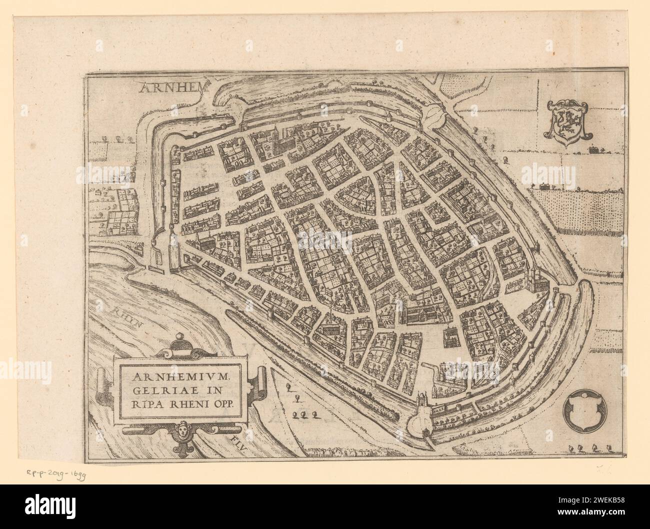 Map of Arnhem, Anonymous, 1581 - 1657 print paper etching / letterpress ...