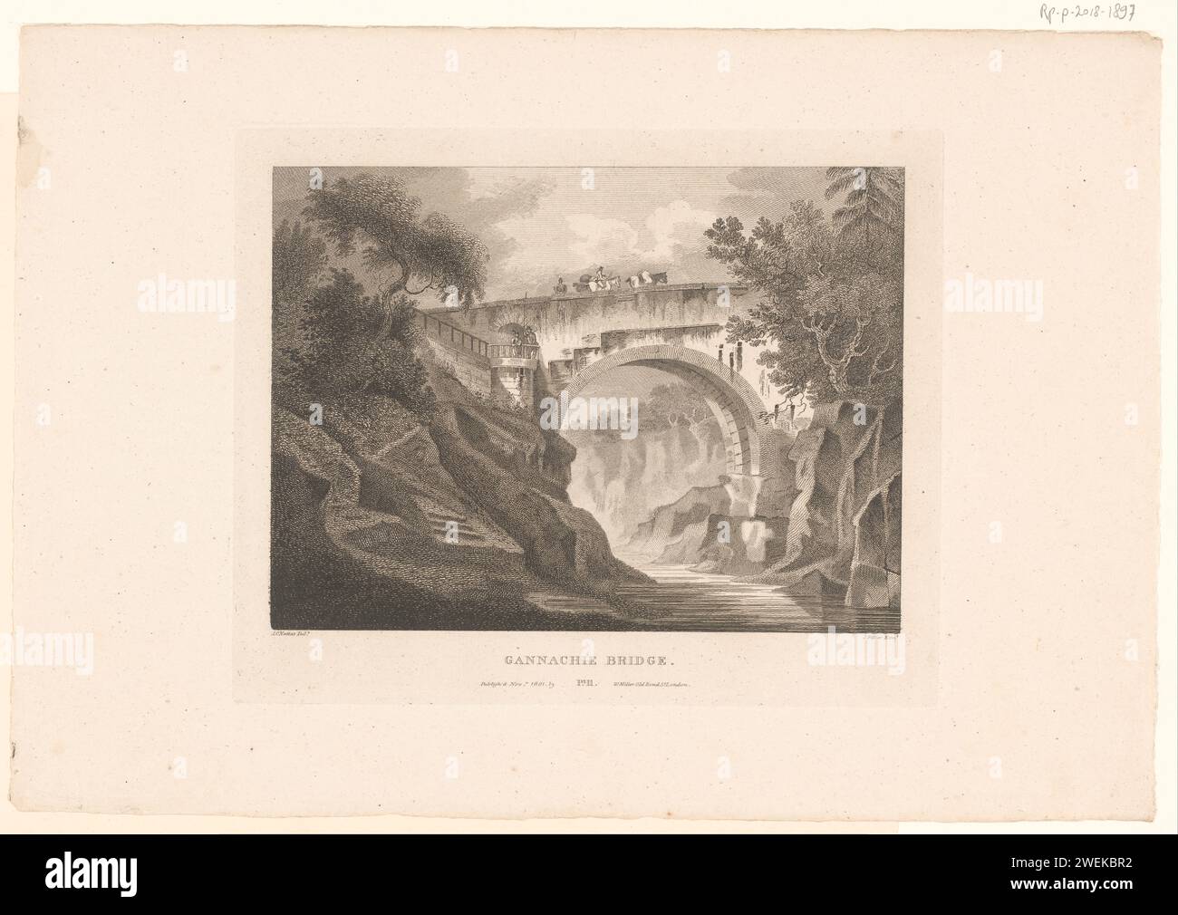 Goney to Grannachie Bridge, James Fittler, After Joe John Claude Nattes, 1801 print Noticed: pl. 11.  paper etching / engraving road, path Scotland Stock Photo