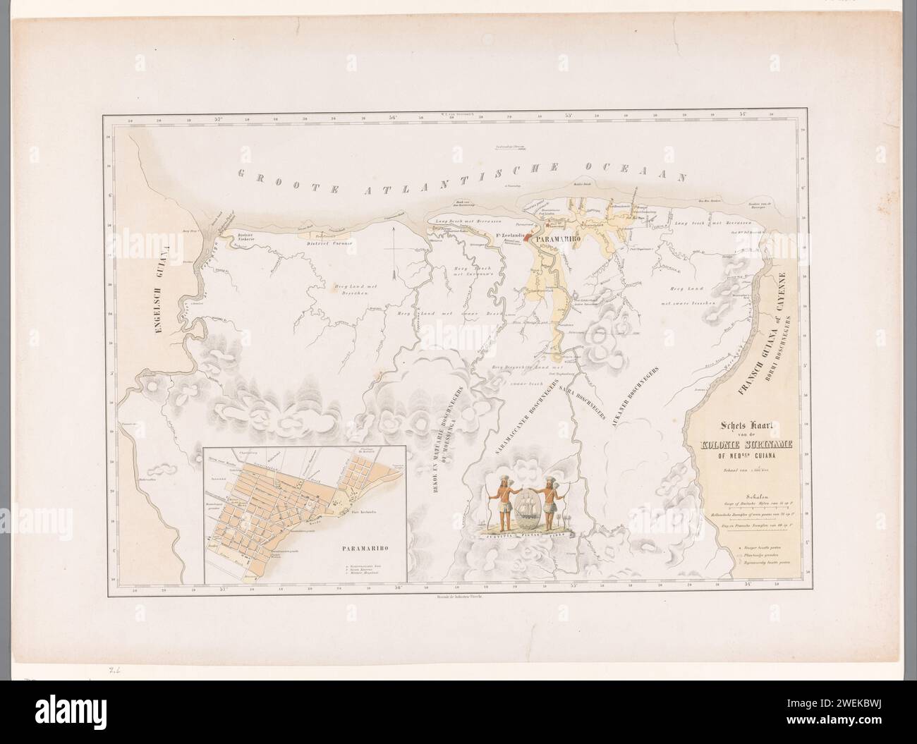 Map of Suriname, Jonkheer Jacob Eduard van Heemskerck van Beest ...