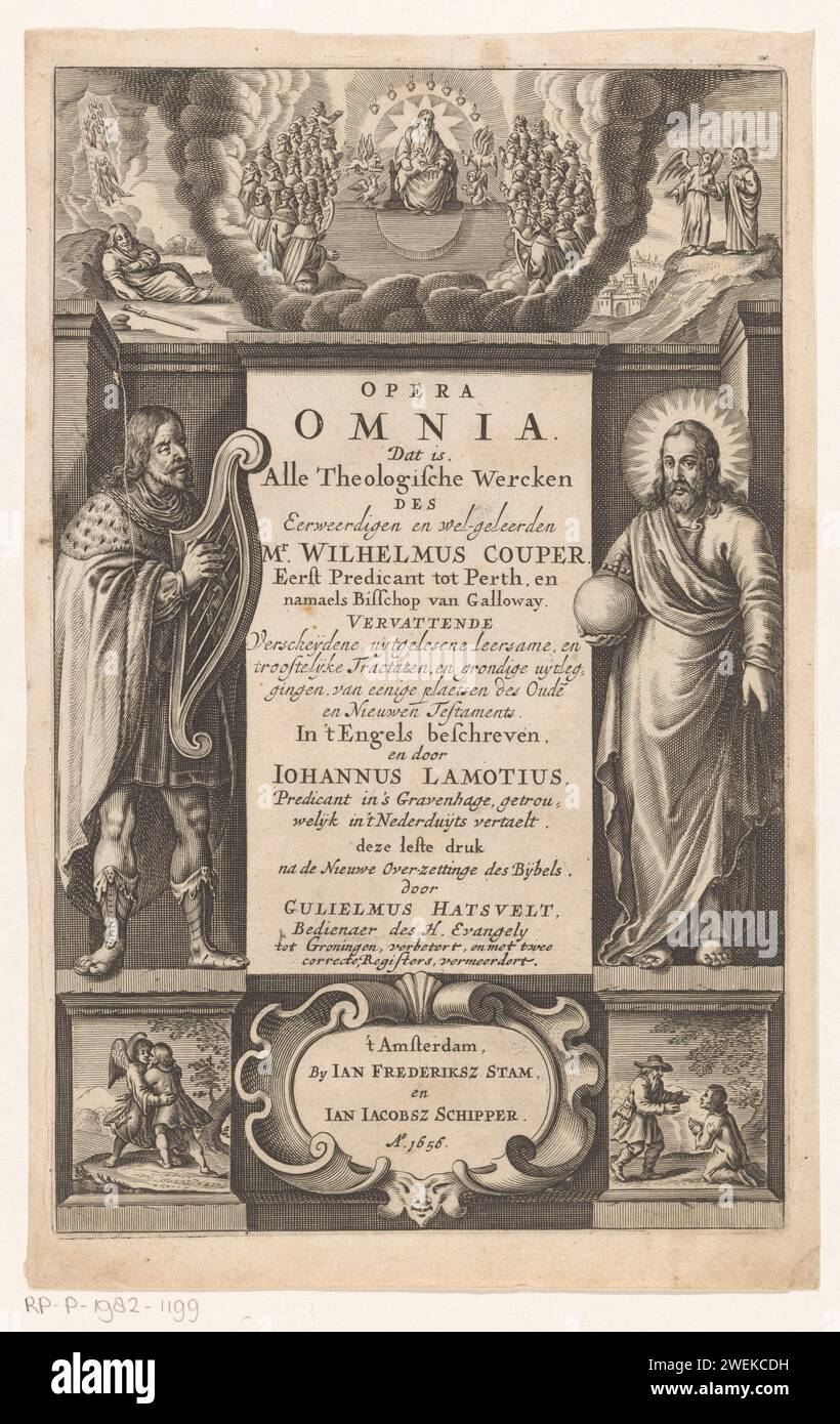 David and Christ, Anonymous, 1656 print King David with Harp and Christ ...