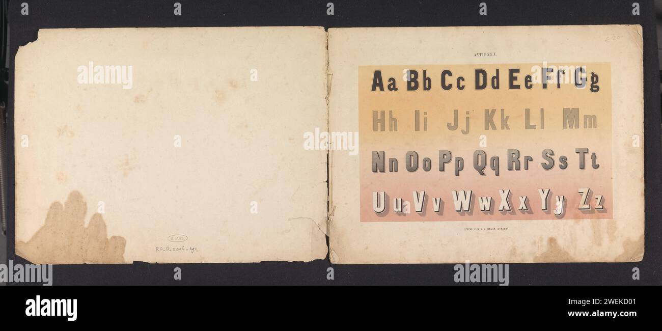 Alphabet in Roman, Pieter Wilhelmus van de Weijer, 1855 print The print ...