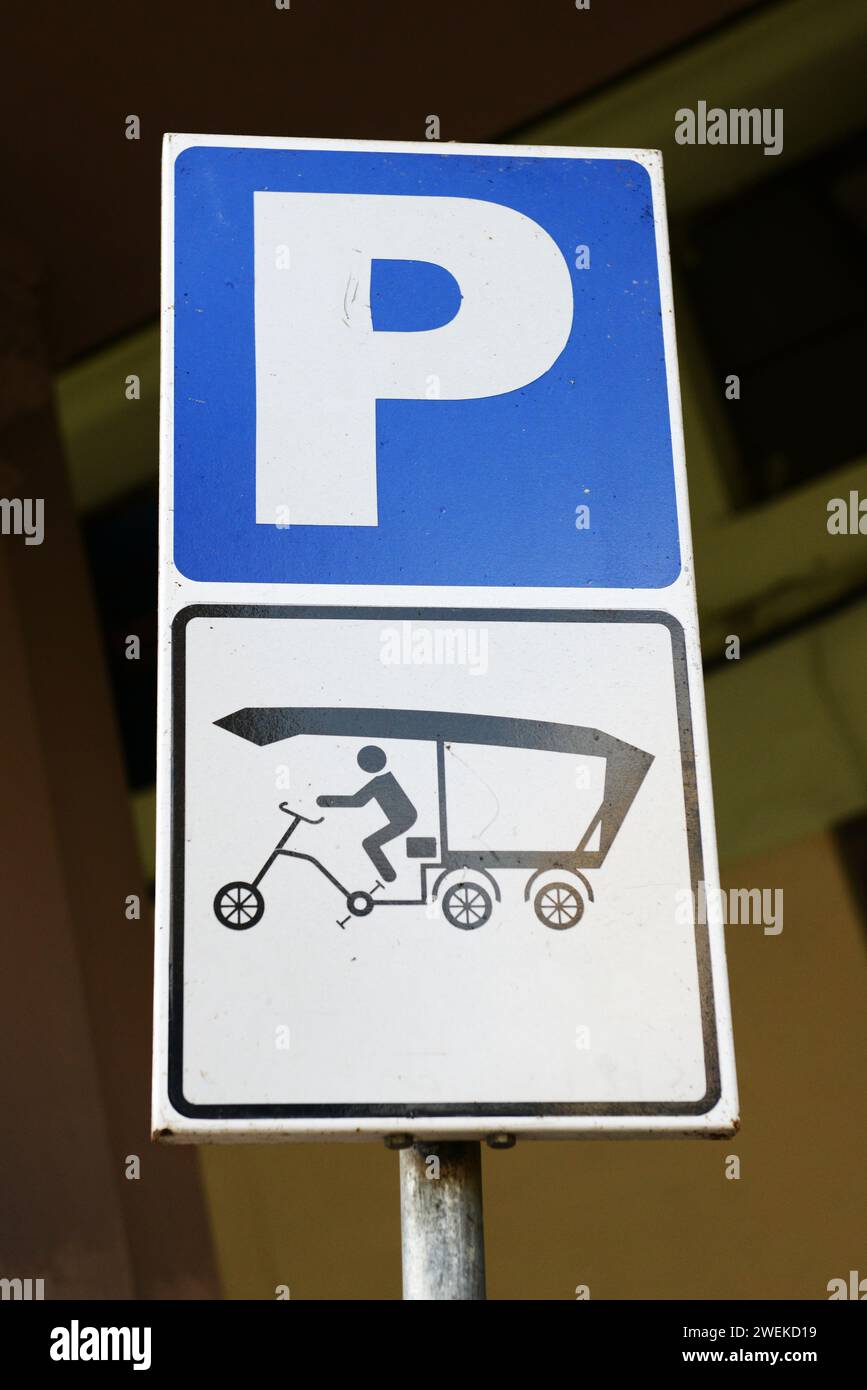 Parking sign for Bici Taxi in Havana, Cuba. Stock Photo