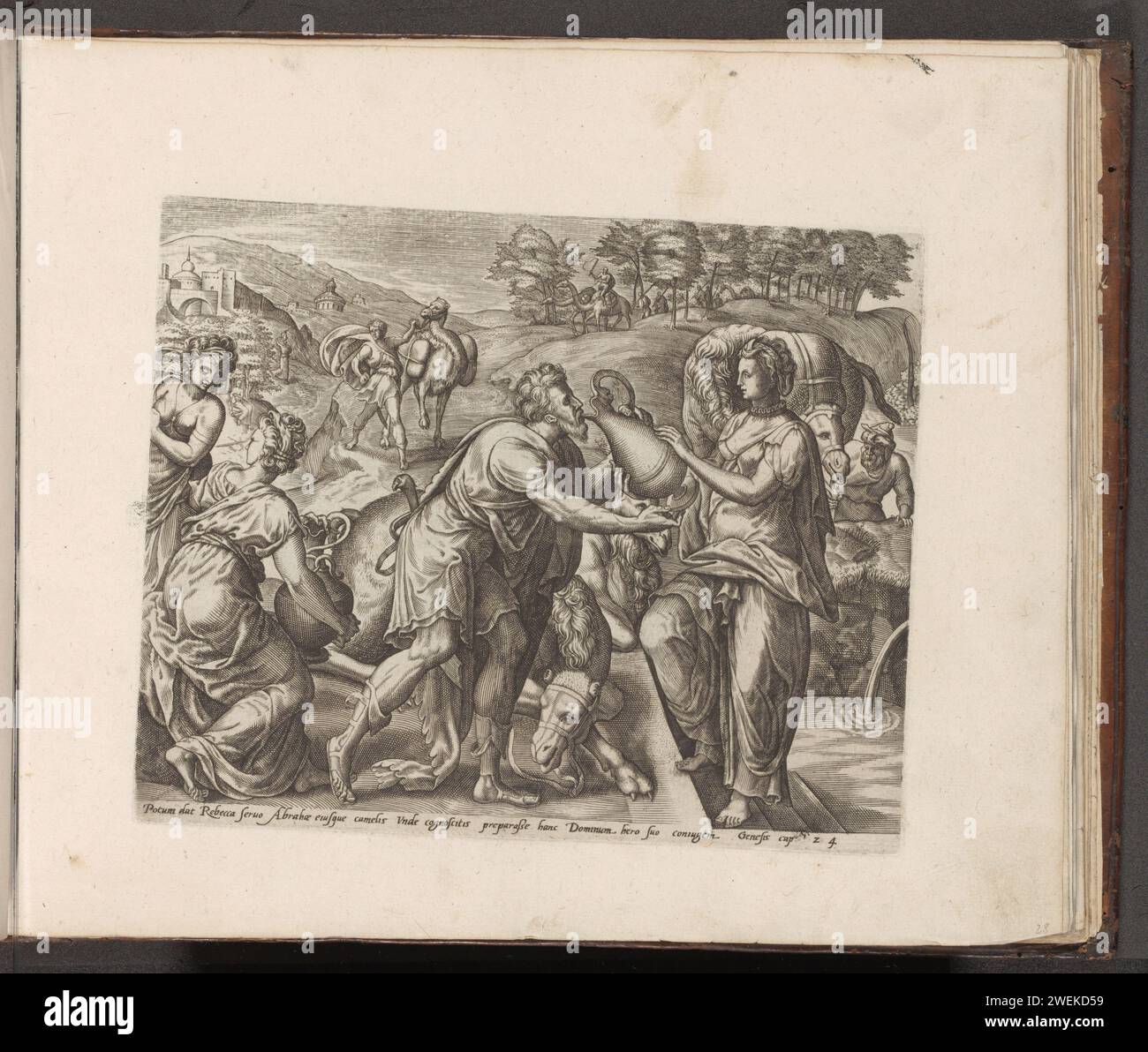 Eliazer and Rebekka, 1579 print Eliezer, the servant of Abraham, meets ...