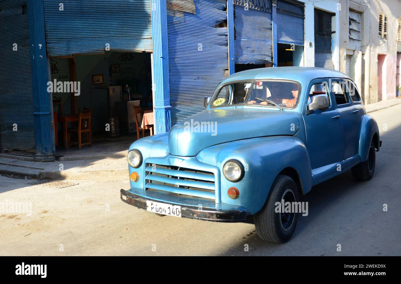 A late 1940's Ford Deluxe in old Havana, Cuba. Stock Photo