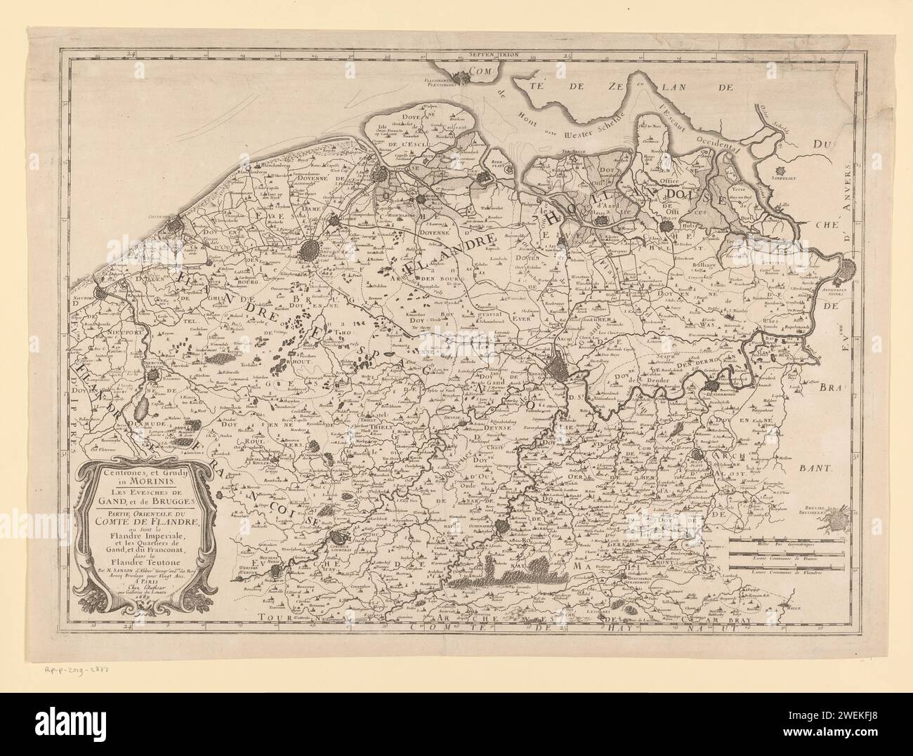 Map of the Graafschap Vlaanderen, Anonymous, 1689 print Map of the ...