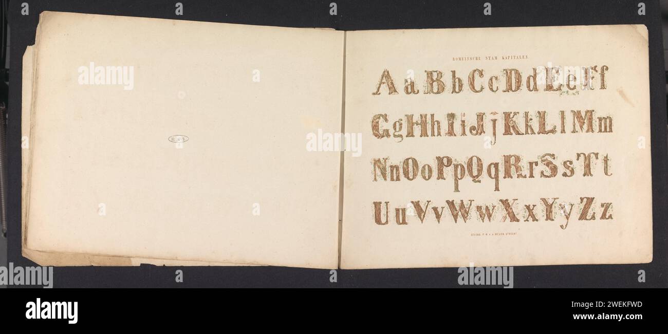 Alphabet in Roman, Pieter Wilhelmus van de Weijer, 1855 print The ...