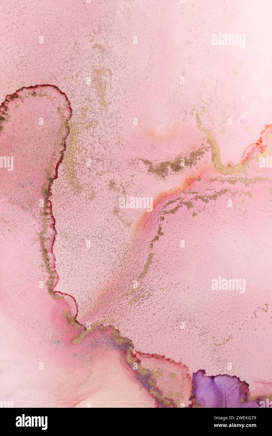 Abstract purple paint background. Acrylic texture with marble pattern Stock Photo