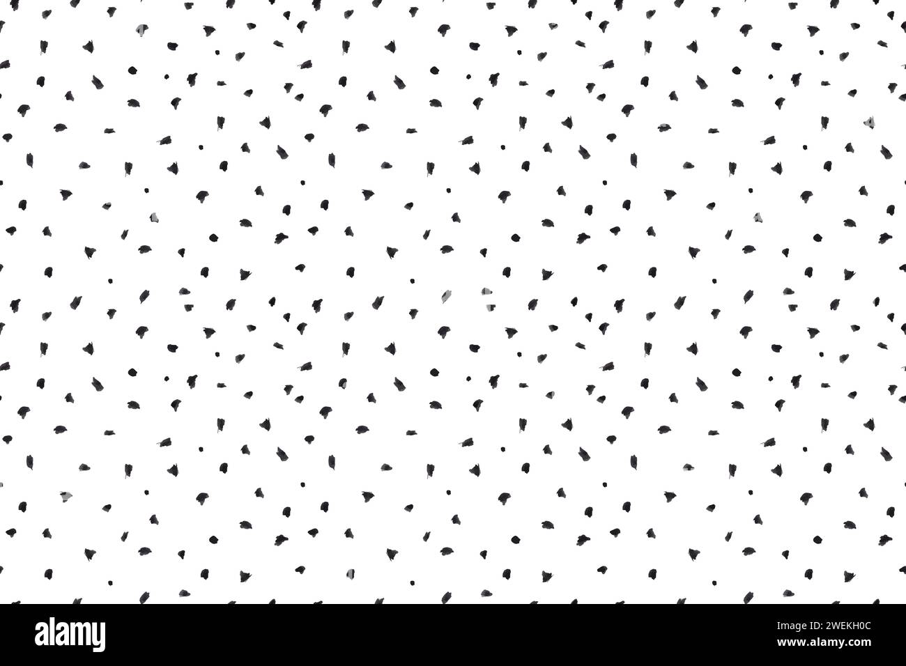 Dash pattern on white background. Wrapping paper with small black dots painted with a brush. Seamless simple minimal ornament. Abstract geometric Stock Vector