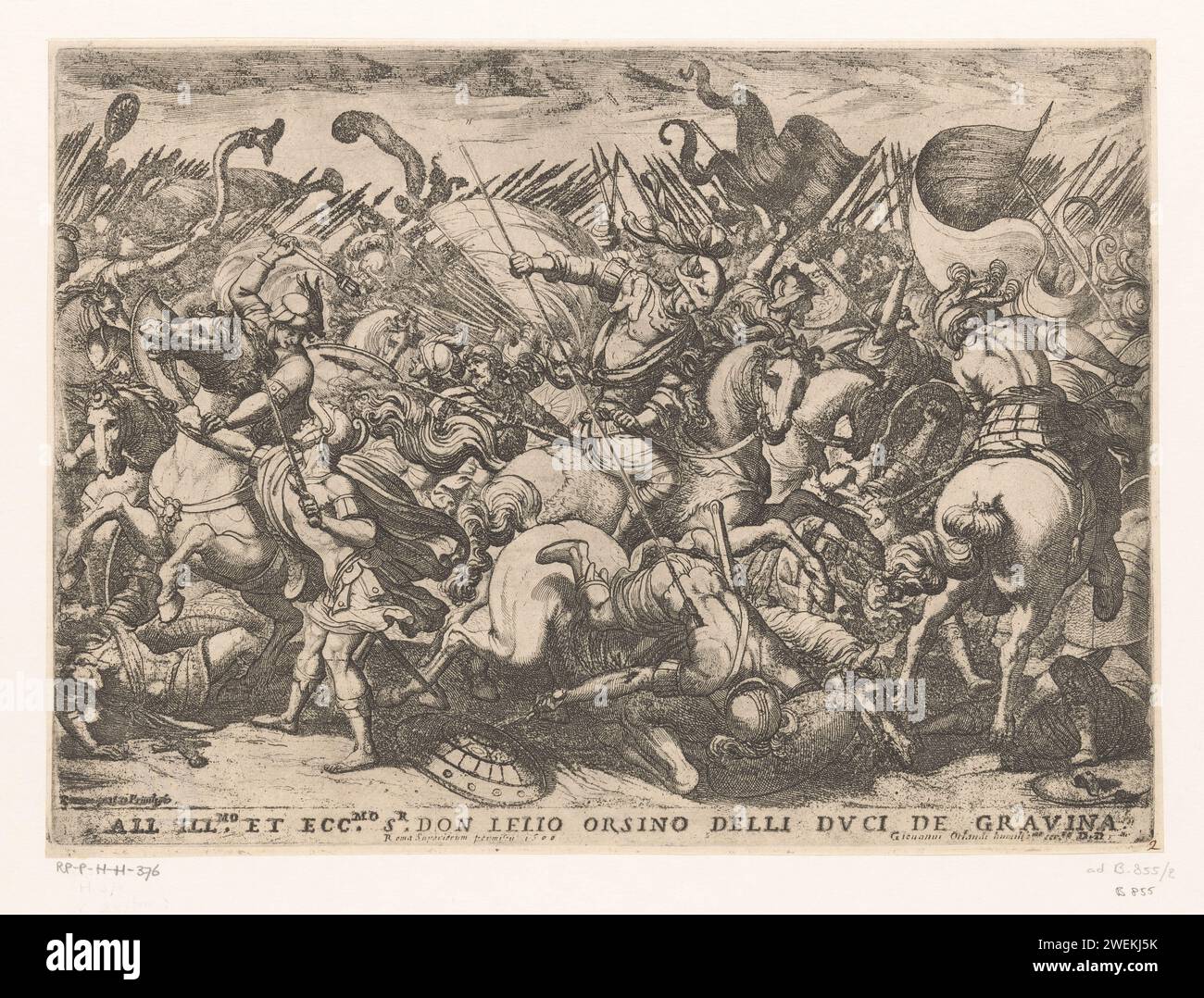 Cavalry and Infantry in Fight, Antonio Tempesta, 1600 1601 print A