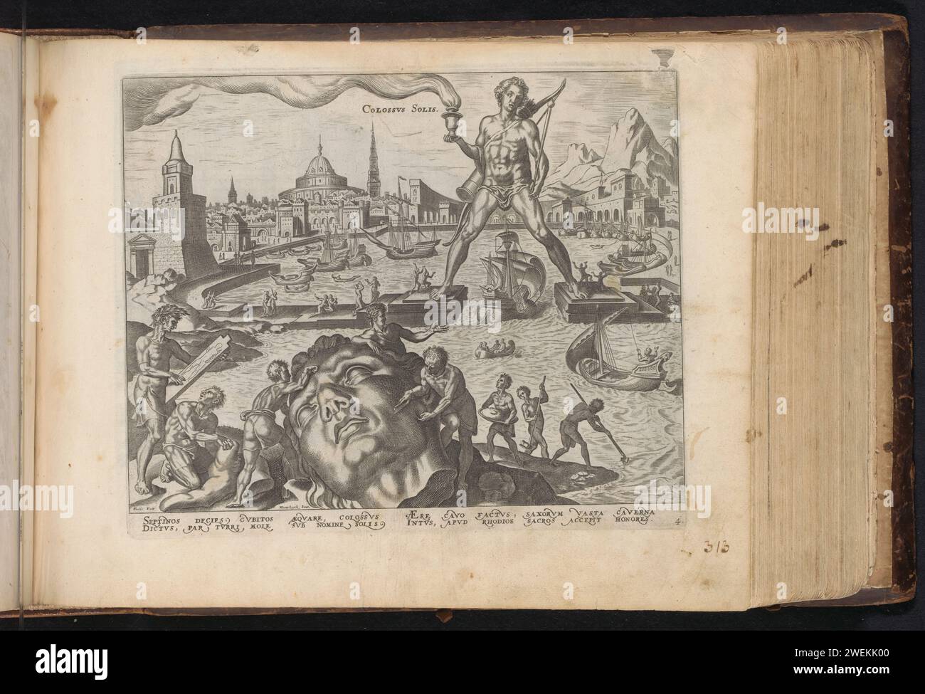 Kolos van Rhodes, Philips Galle, After Maarten van Heemskerck, 1646 ...