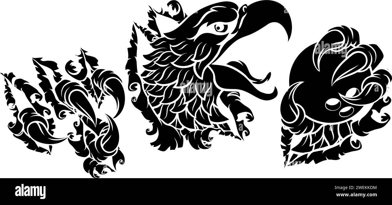 Bald Eagle Hawk Ripping Bowling Ball Mascot Stock Vector