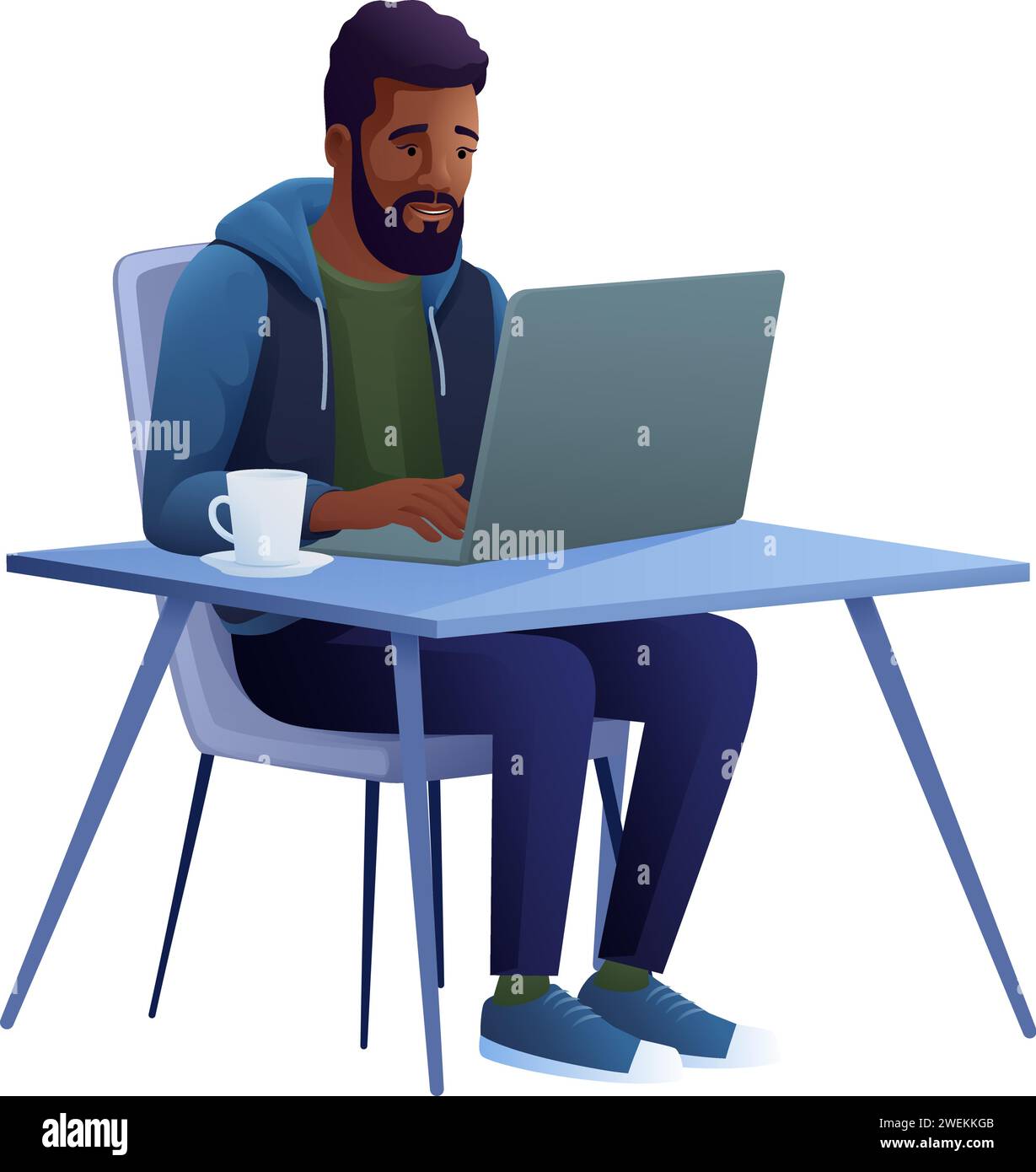 Man Using Laptop Computer Cartoon Illustration Stock Vector Image & Art ...