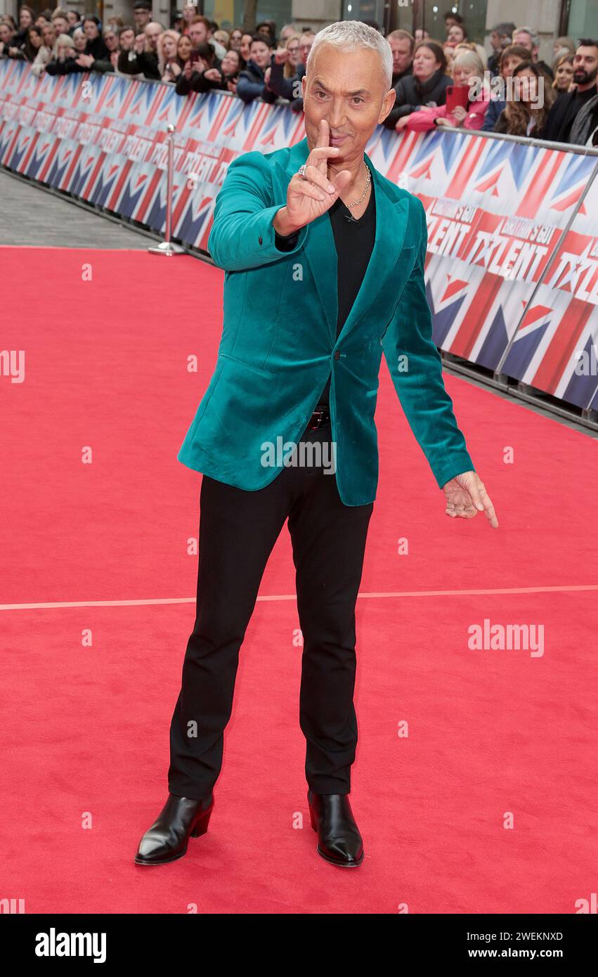 Jan 23, 2024 - London, England, UK - Bruno Tonioli attending Britain's Got Talent 2024 Photocall at The London Palladium Stock Photo