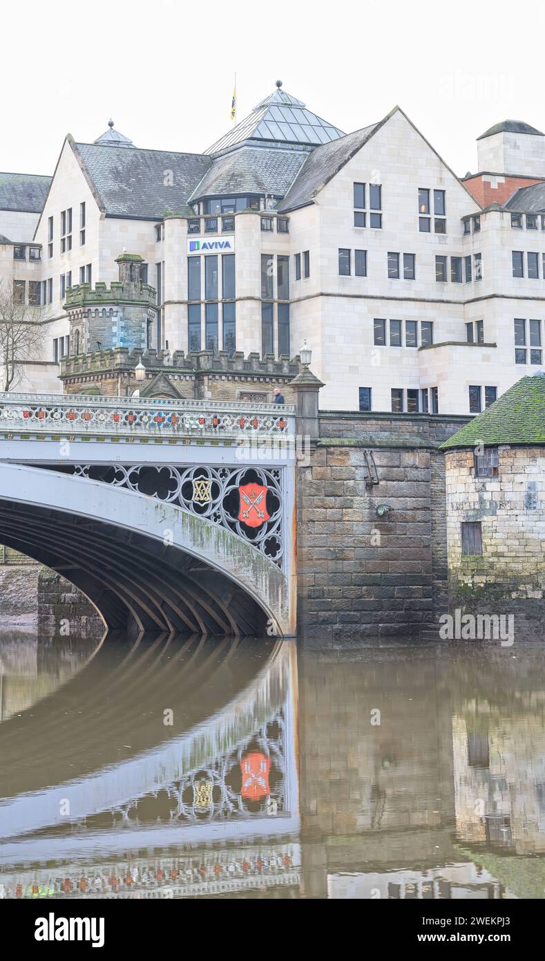 Aviva offices by the bridge over the river Ouse, York, England. Stock Photo