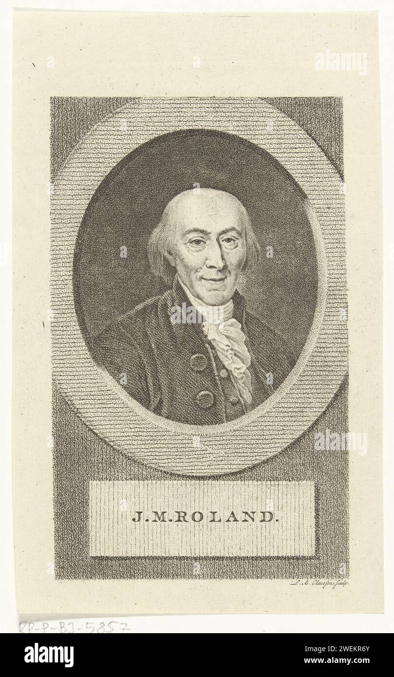 Portrait of Jean-Marie Roland de la Platière, Lambertus Antonius Claessens, c. 1792 - c. 1808 print   paper engraving Stock Photo