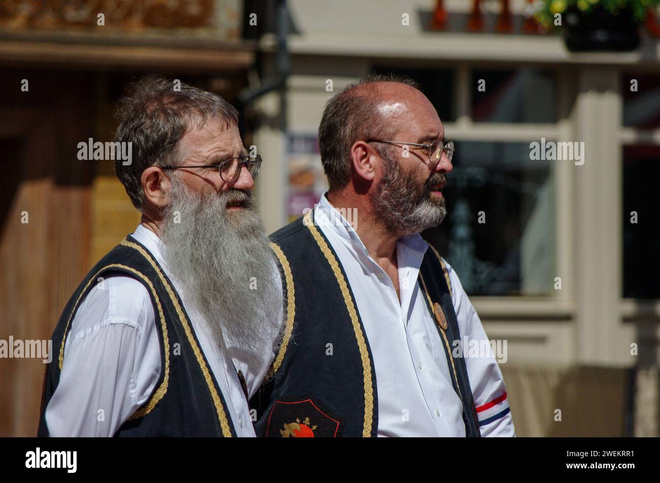 Two bearded Morris Men at a Morris Dancing convention, Northampton, UK Stock Photo