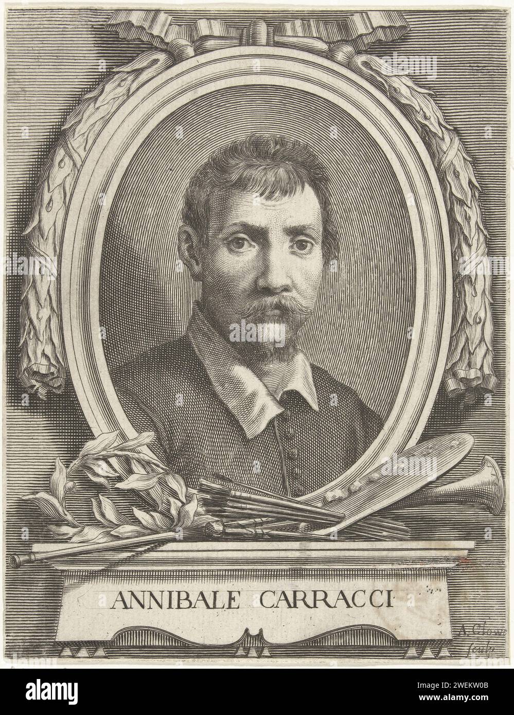 Portret Van Annibale Carracci, Albertus Clouwet, After Annibale ...