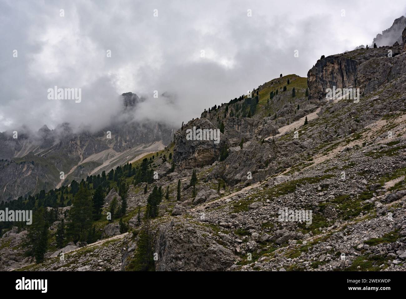 Hiking towards Forca Neigra in the Dolomites Stock Photo - Alamy