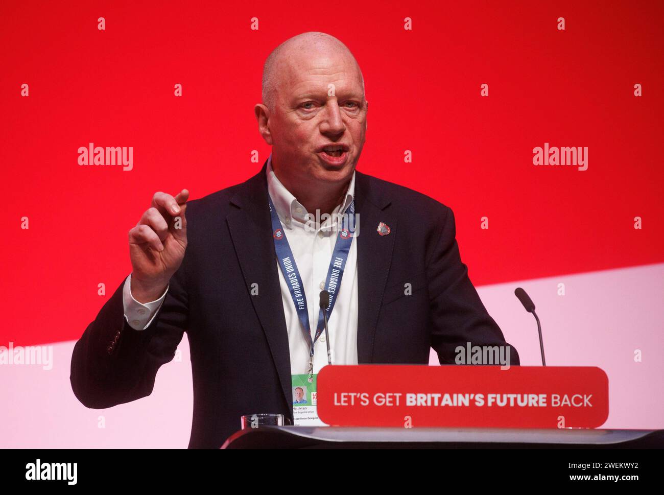 General Secretary of The Fire Brigades Union, Matt Wrack, speaks at the Labour party Conference in Liverp[ool. Stock Photo