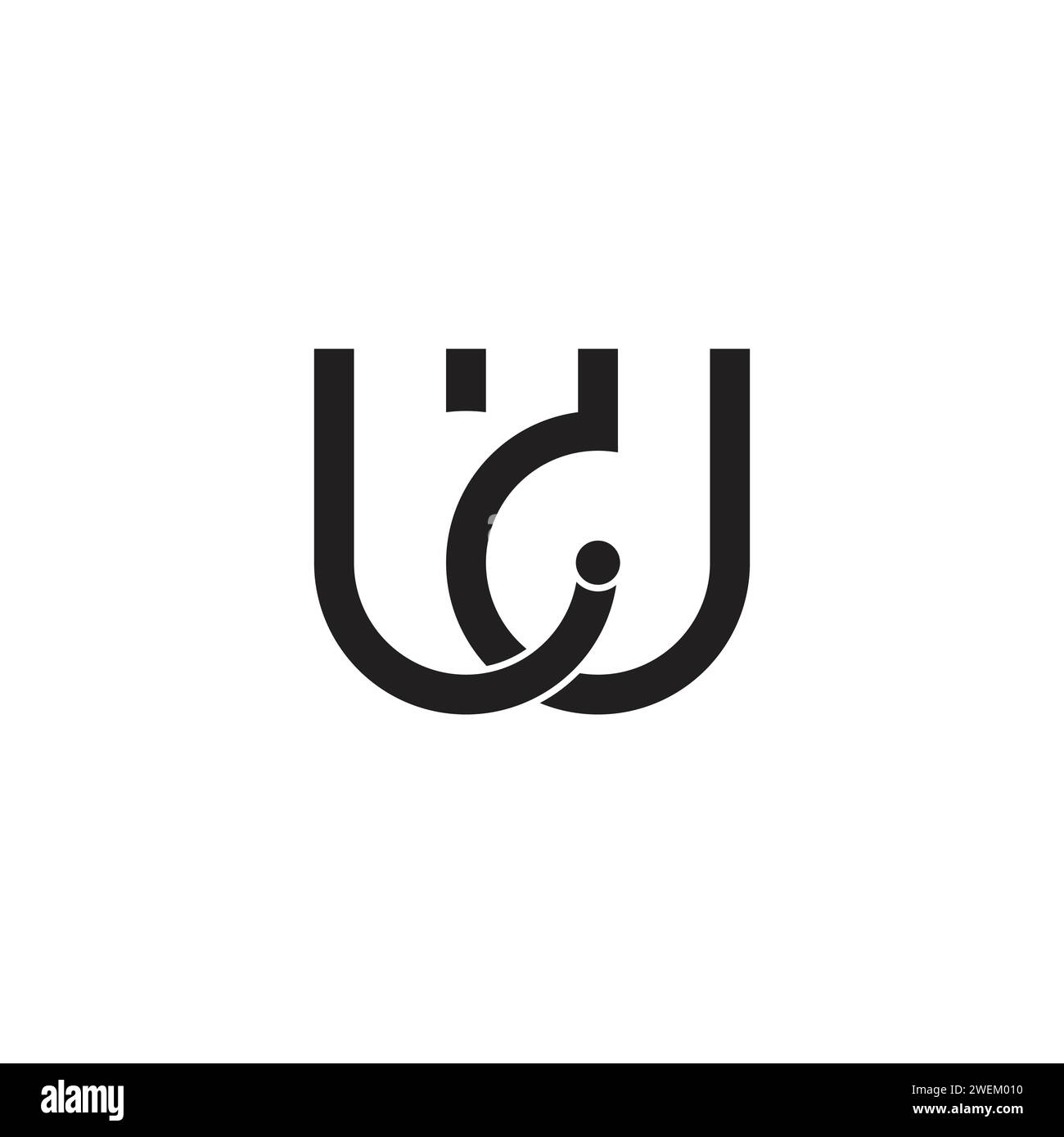 letter wd overlapping loop simple logo vector Stock Vector
