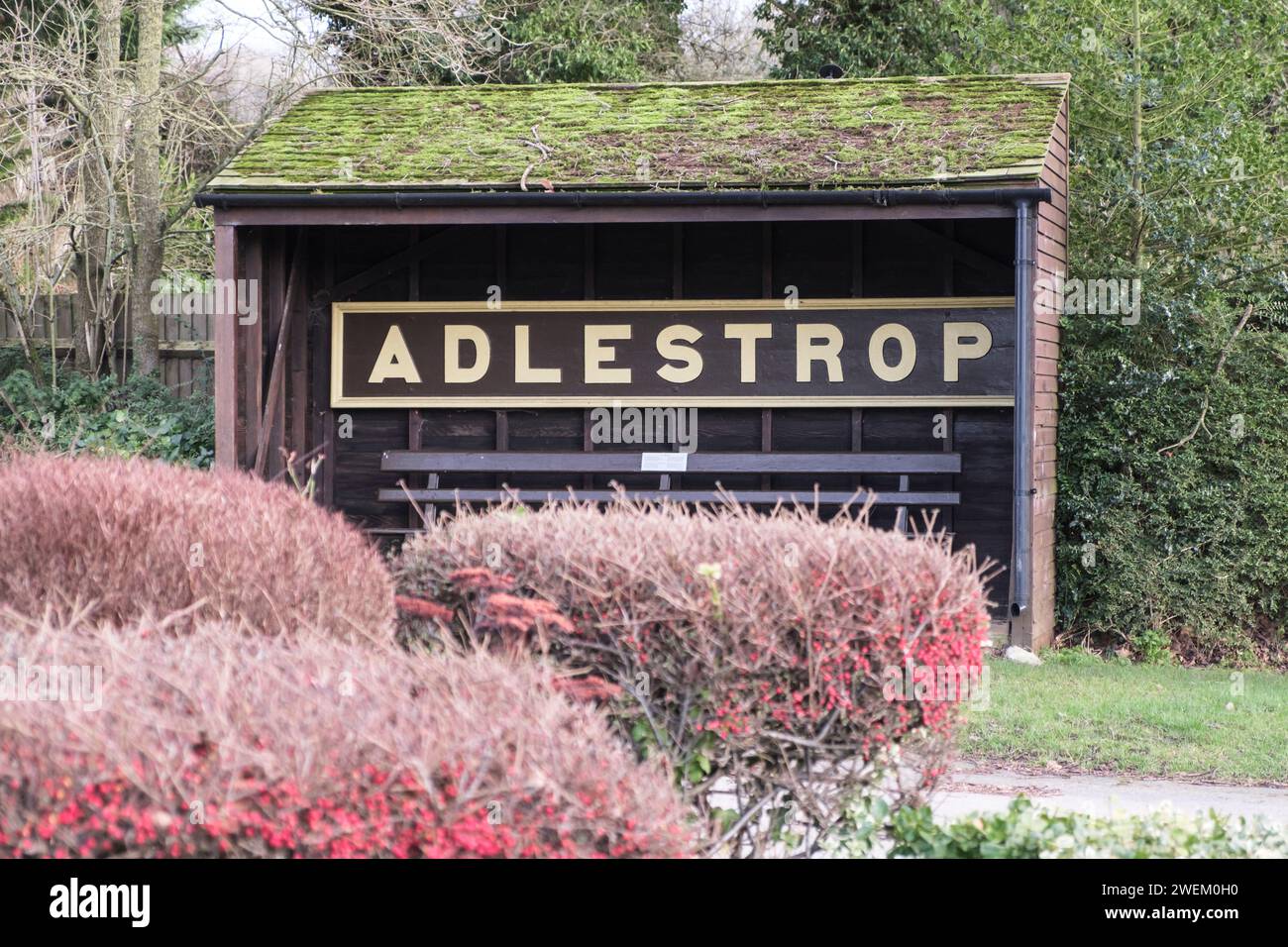 Adlestrop a Costwold village remembered for the Edward Thomas's poel I remember Adlestrop Stock Photo
