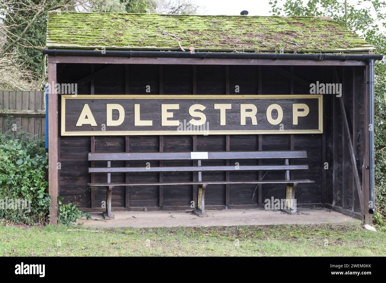 Adlestrop a Costwold village remembered for the Edward Thomas's poel I remember Adlestrop Stock Photo