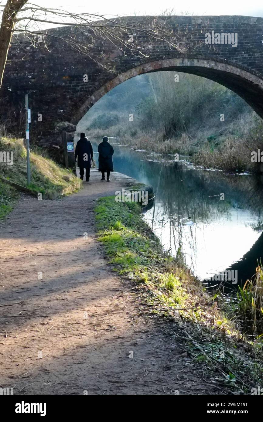 Winters morning on the Thames and Severn Canal at Bowbridge Lock Stroud Glos Stock Photo