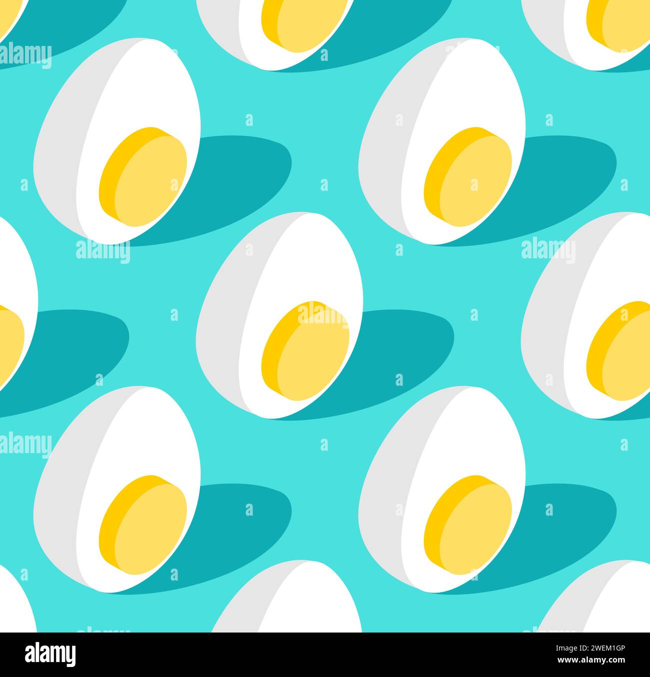 Half boiled egg pattern seamless. Egg yolk and white background