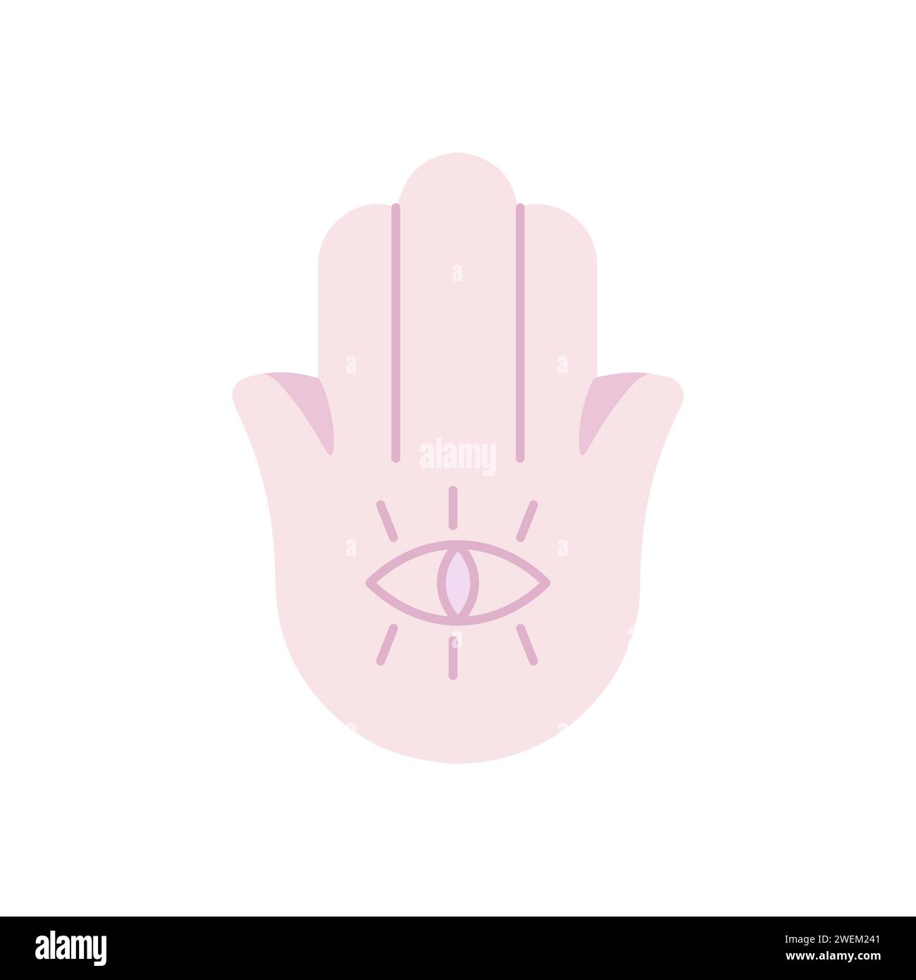 Yoga Hand, Hamsa, Evil Eye , cartoon style isolated symbol on white