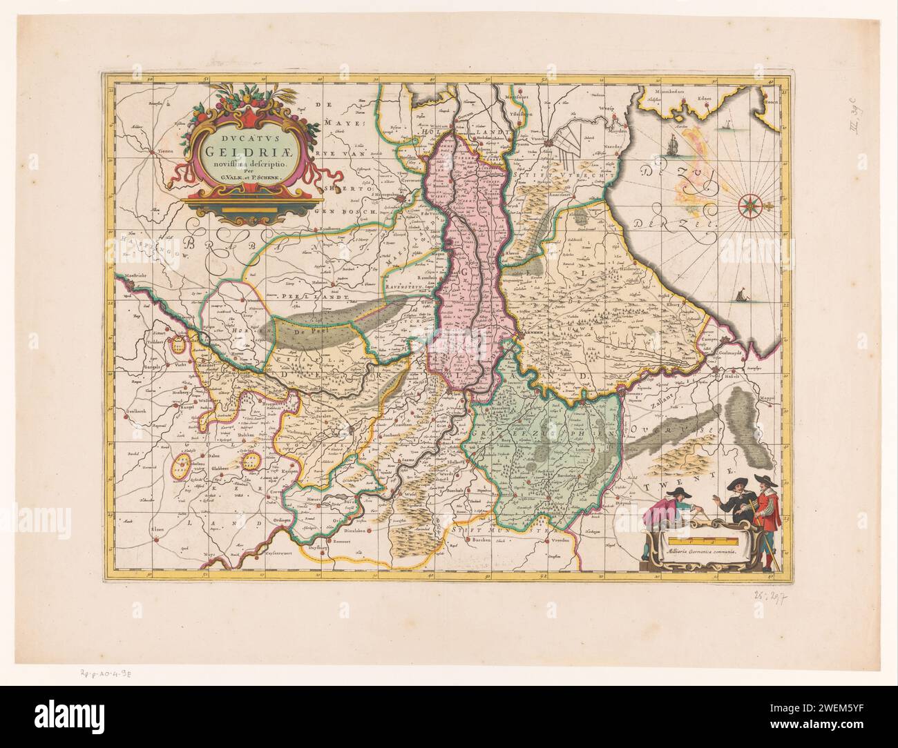 Map of Gelderland, Anonymous, 1703 - 1711 print At the top left the ...