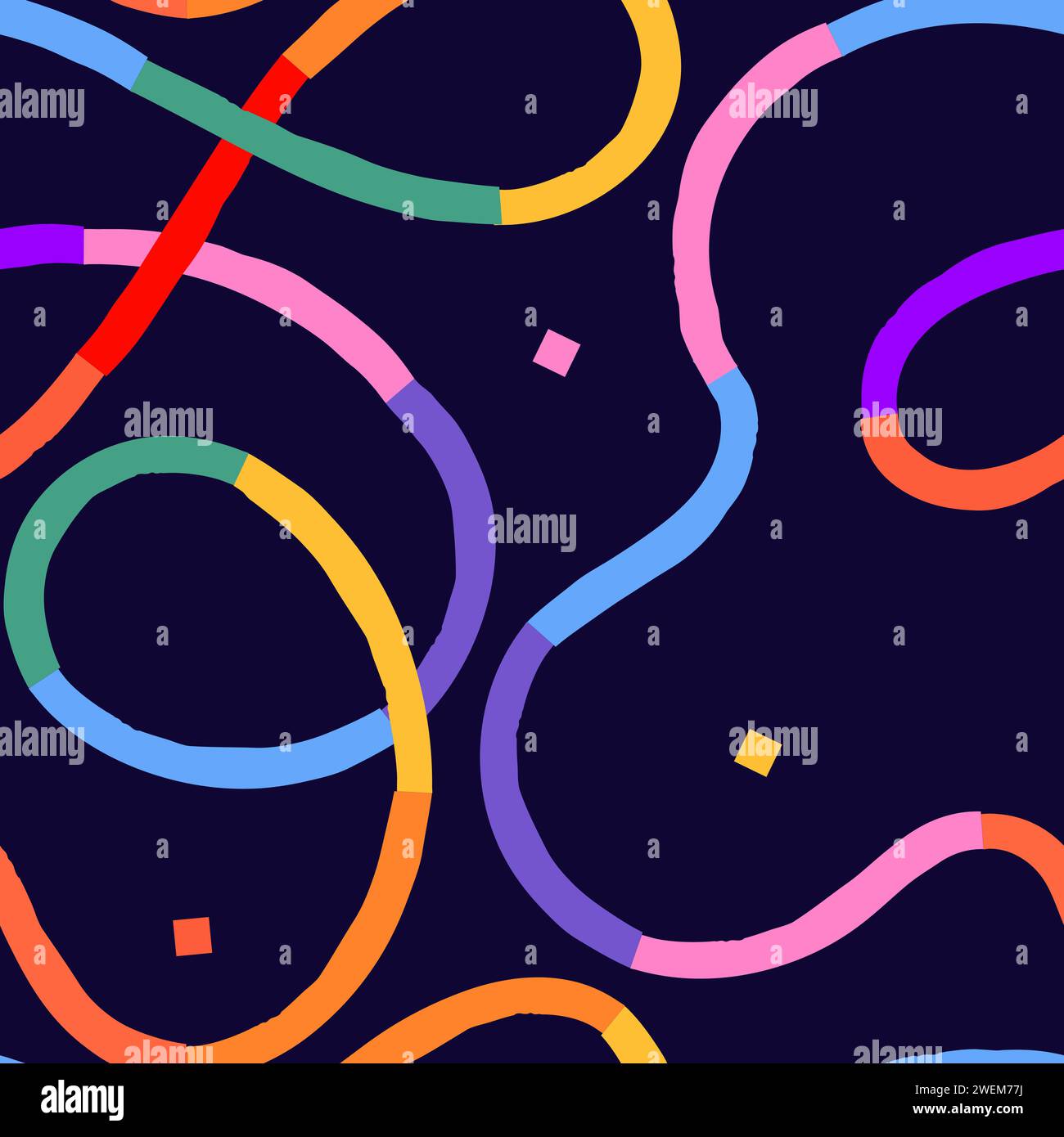 Bright Grunge scribble wallpaper print with squiggles and wavy brushes