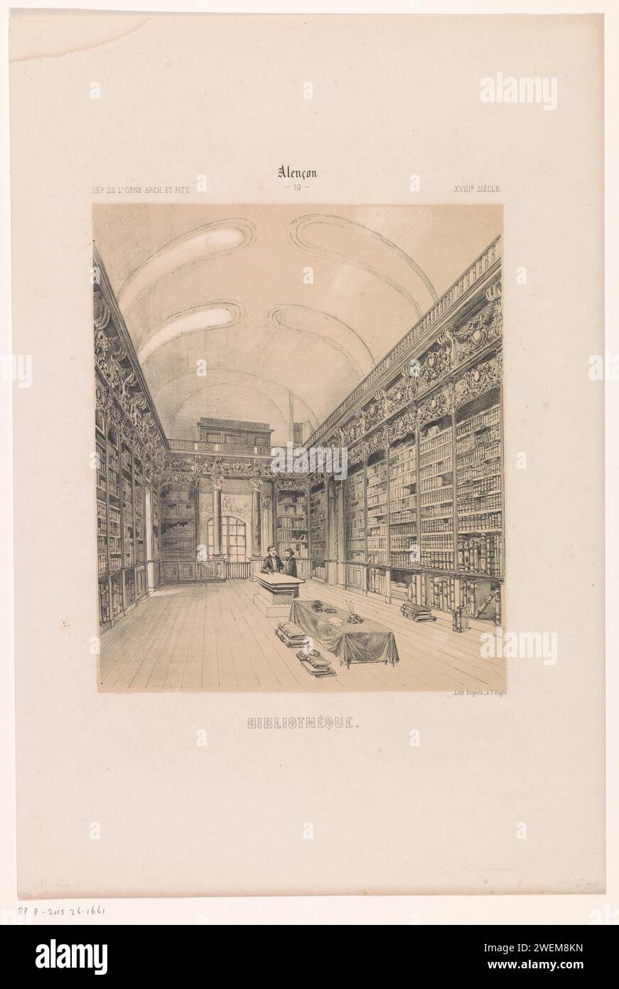 Interior of the city library of Alençon, Louis François Victor Dupuis ...