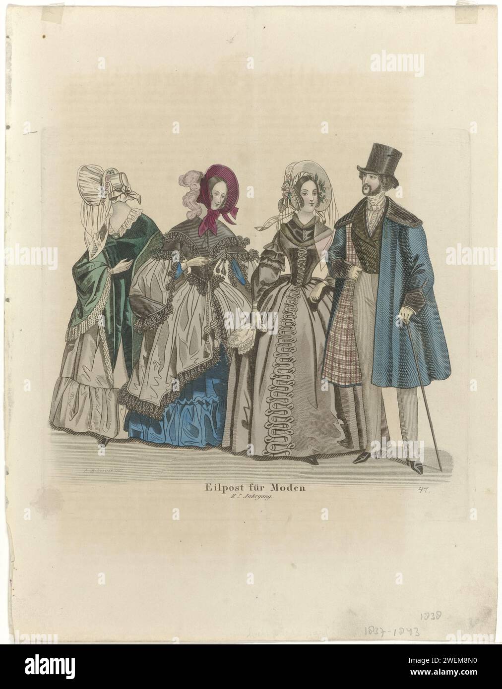 Eilpost for Moden, 1838 IIR vintage, (47), 1838 Three women in 