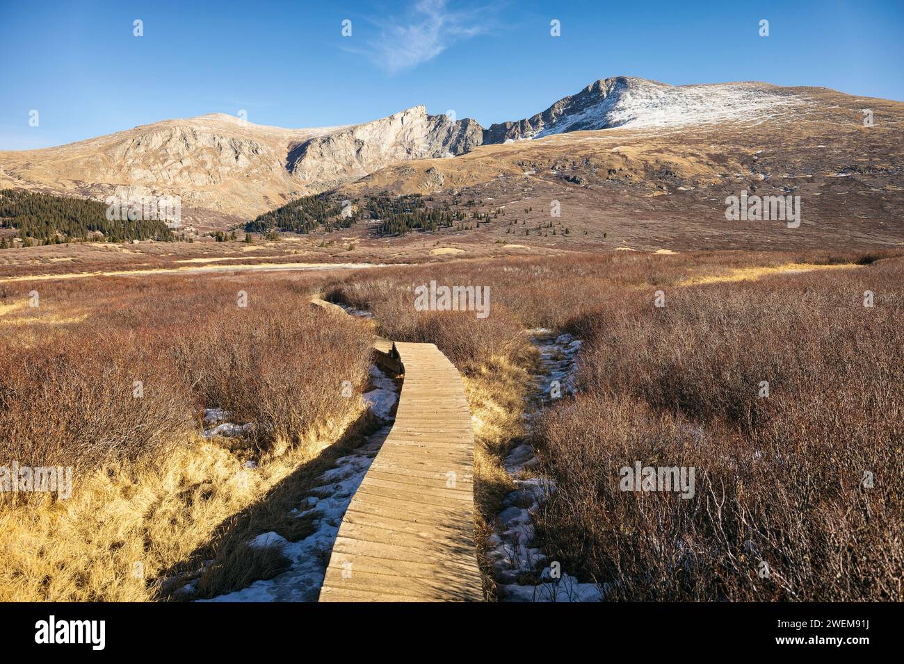 Hiking trail leading up Mount Bierstadt, Colorado Stock Photo