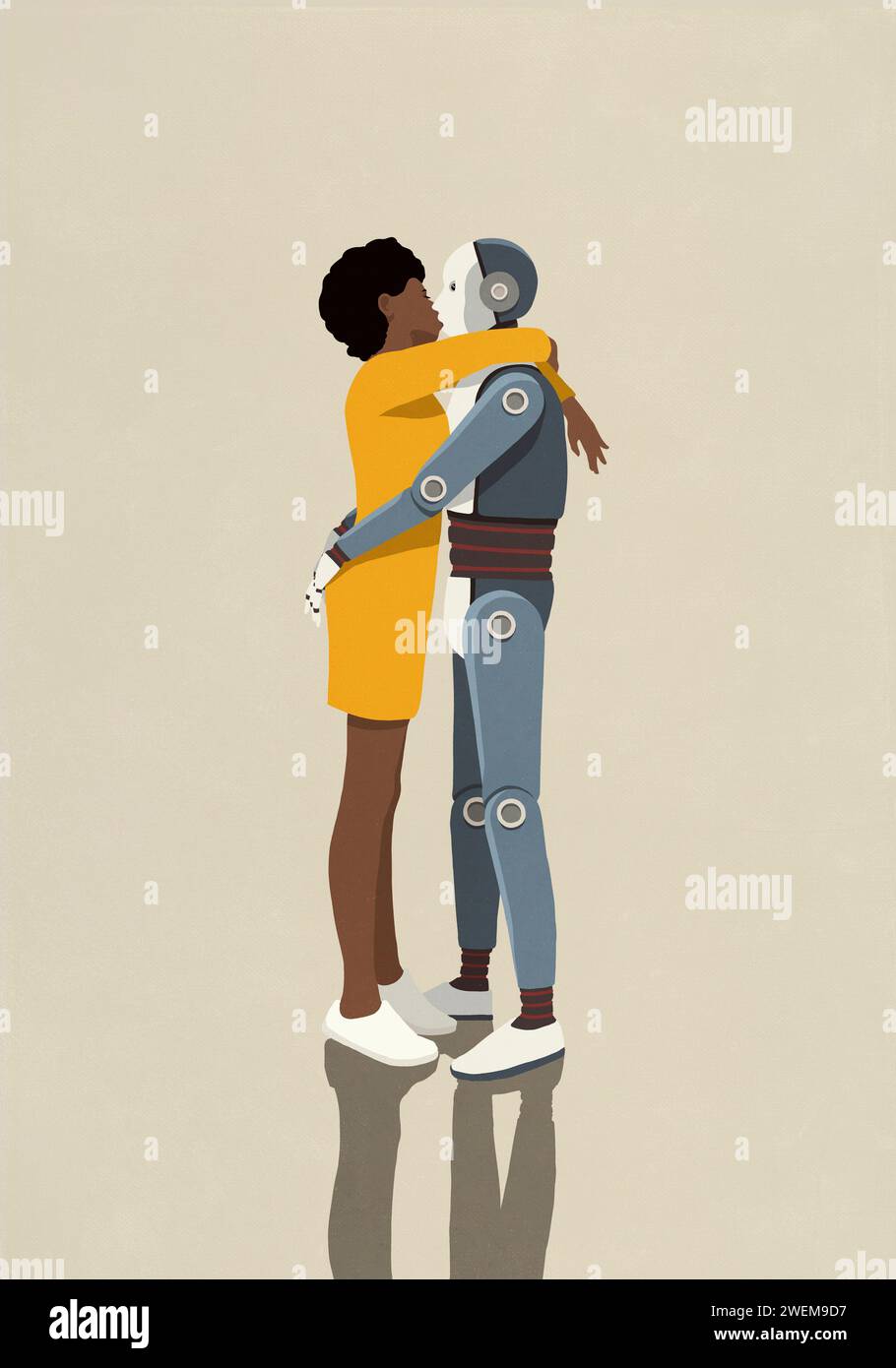 Woman hugging and kissing robot boyfriend Stock Photo - Alamy