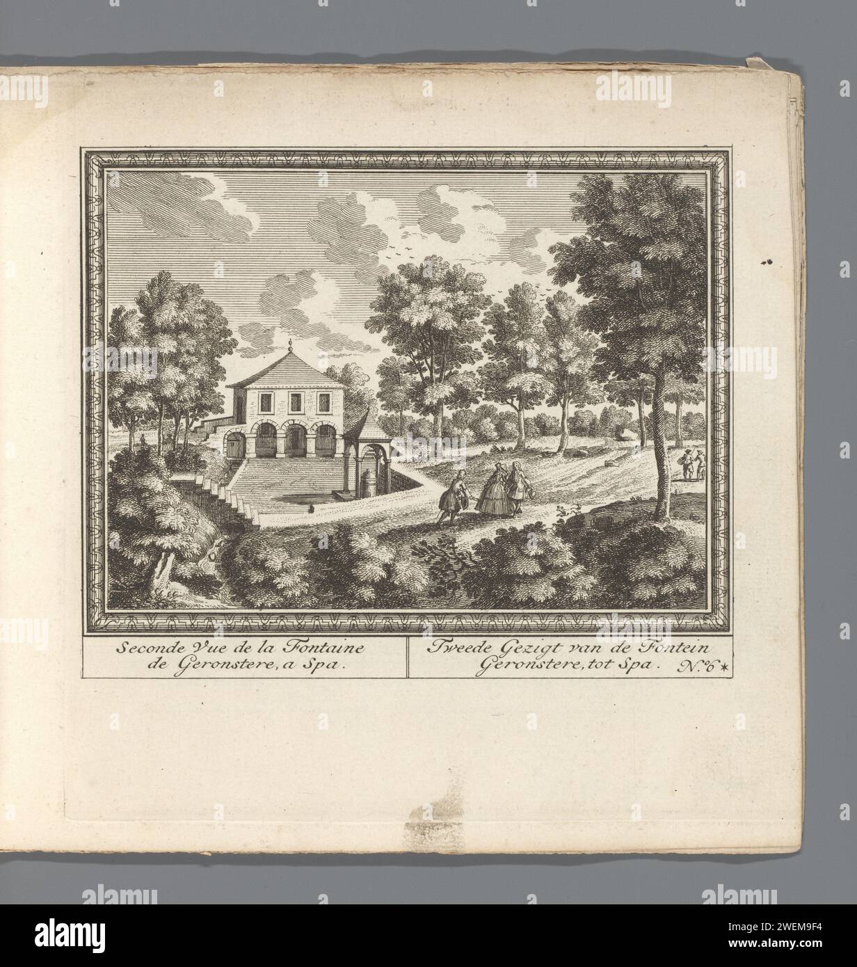 View Of The Fountain Of Geronstere Near Spa Anonymous 1734 Print Paper Etching City View In View Of The Fountain Of Geronstere Near Spa Anonymous 1734 Print Paper Etching City View In