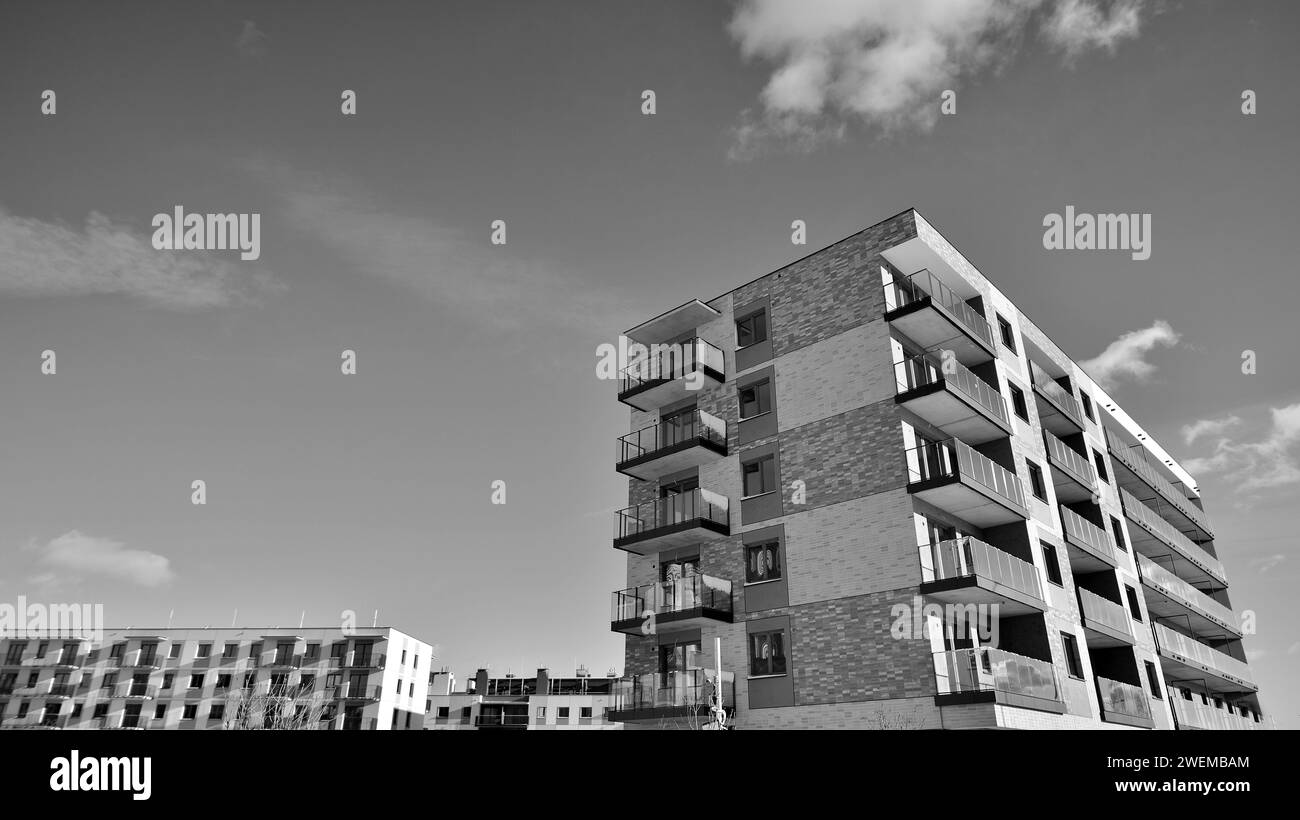 Modern apartment buildings on a sunny day. Facade of a modern apartment