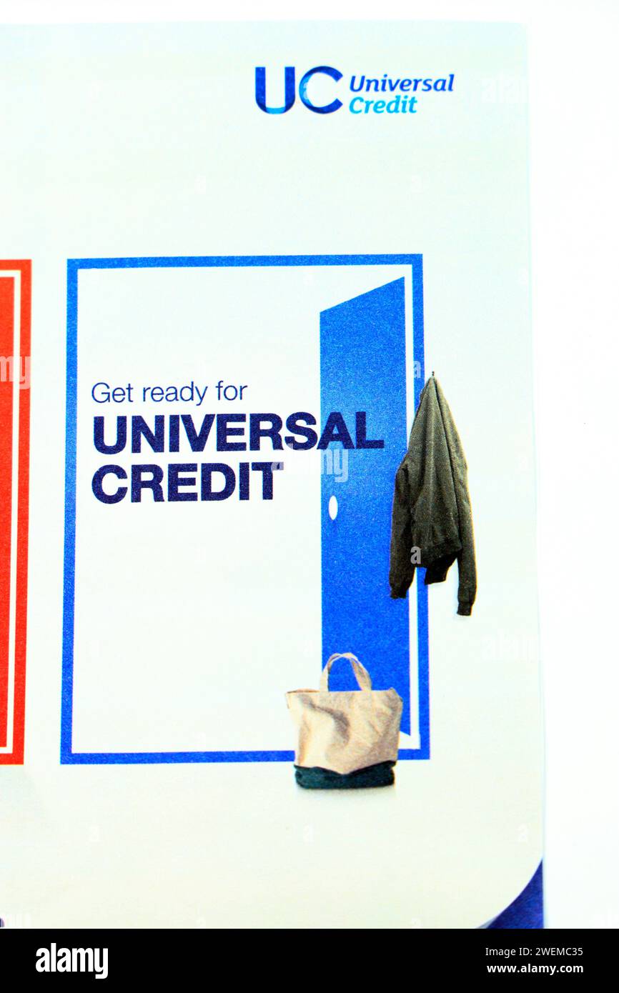 Information leaflet detailing the change from tax credits to universal credit Stock Photo Alamy
