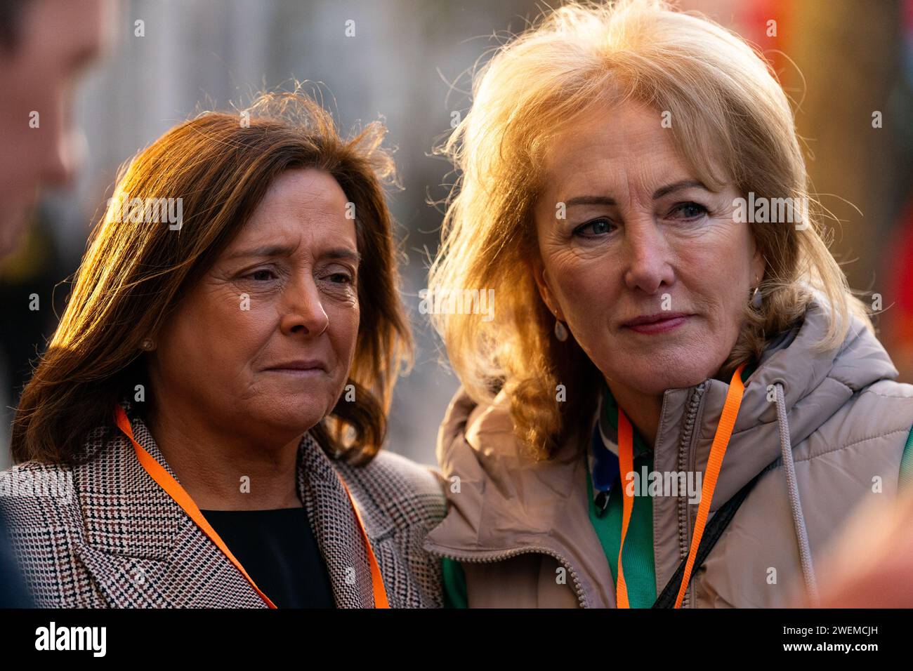 Northern Irish subpostmistresses Deirdre Connolly and Maureen McKelvey arrive at Aldwych House, central London, to give evidence to phase four of the Post Office Horizon IT inquiry. Picture date: Friday January 26, 2024. Stock Photo