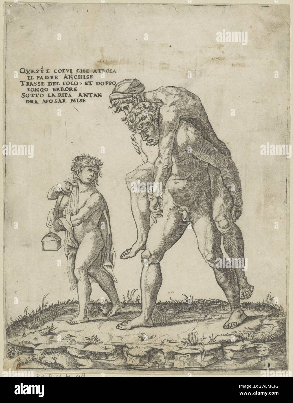 Aeneas flees with his family from Troje, Giovanni Jacopo Caraglio