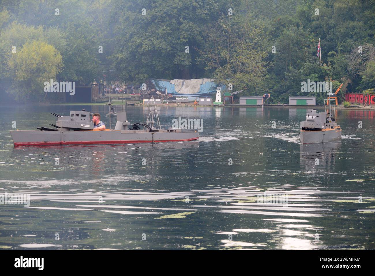 naval battle at peasholm park scarborough north yorkshire united kingdom Stock Photo