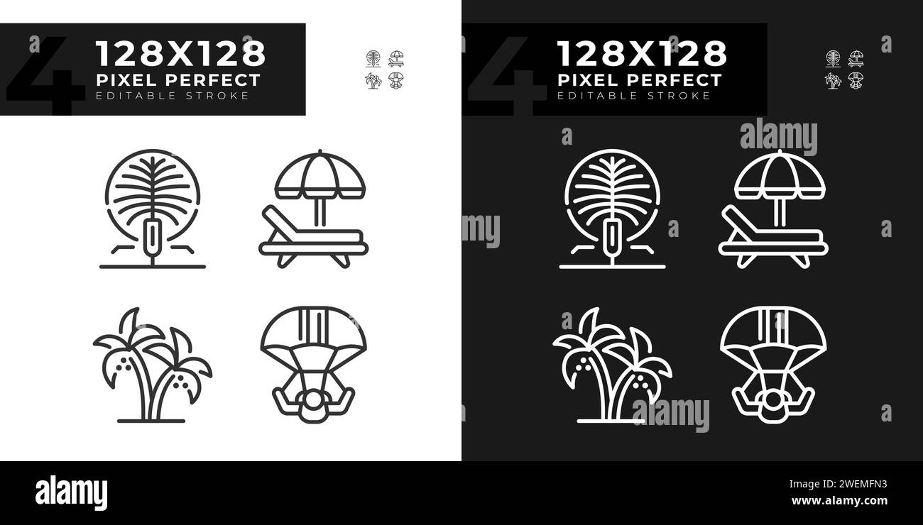 Luxury resort vacation linear icons set for dark, light mode Stock ...