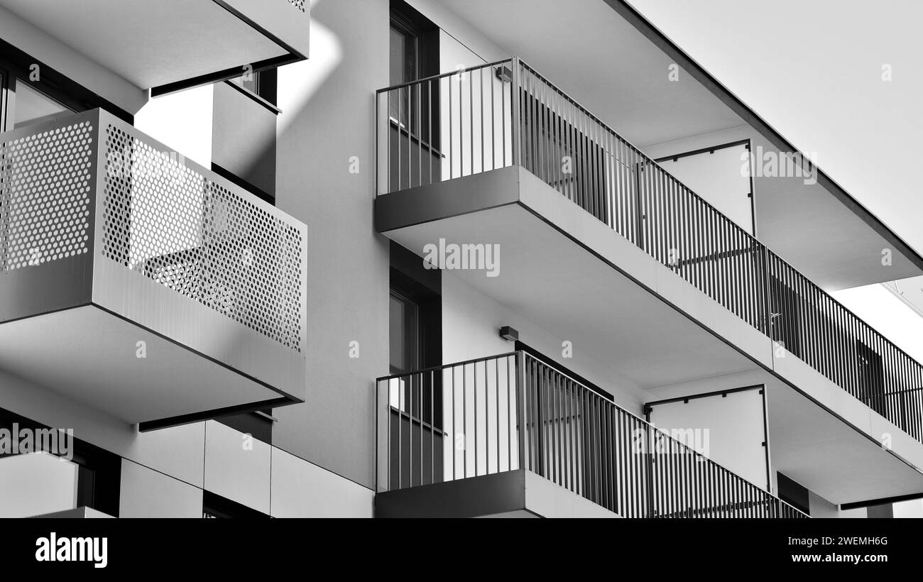 Modern apartment buildings on a sunny day. Facade of a modern apartment