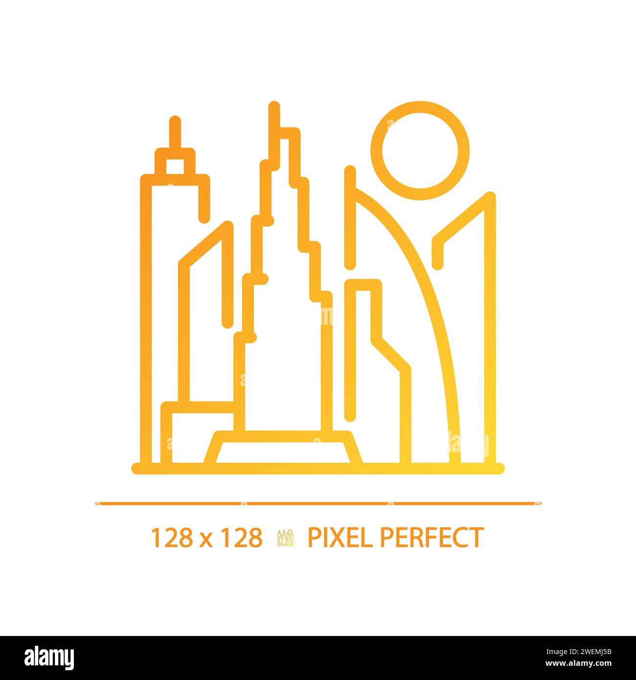 Dubai skyscrapers modern gradient linear vector icon Stock Vector