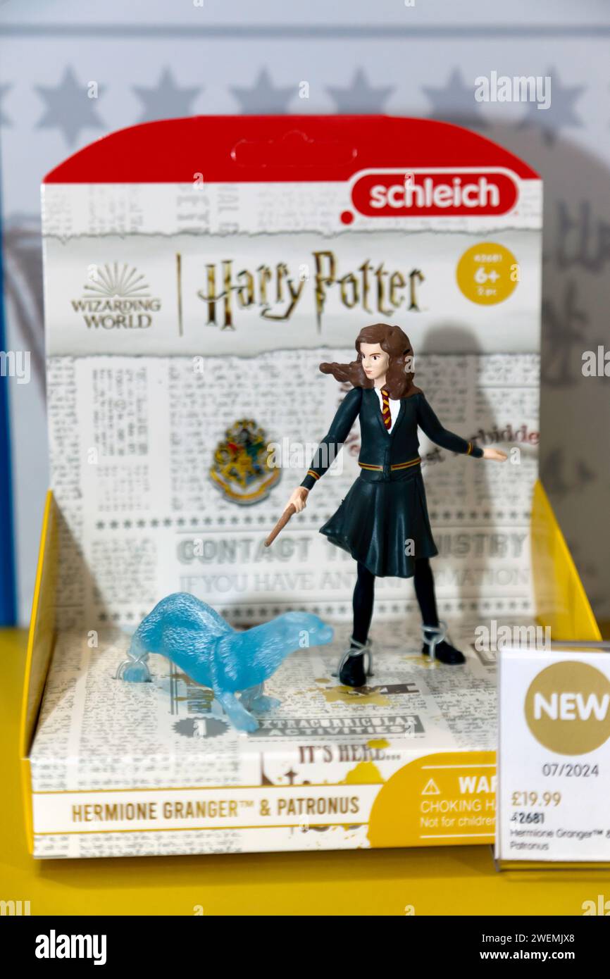 Close-up of Schleich Toys, Hermione Granger and Petronas, from their
