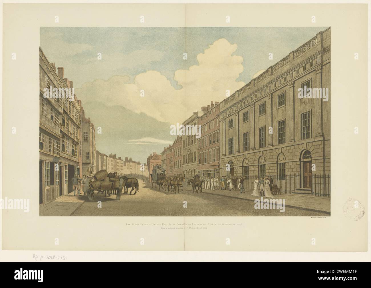 View of the Leadenhall Street, with the East India House, in London on the right, William H. Griggs, After Thomas Malton, in or after 1800 print   paper  trade-company. street London Stock Photo