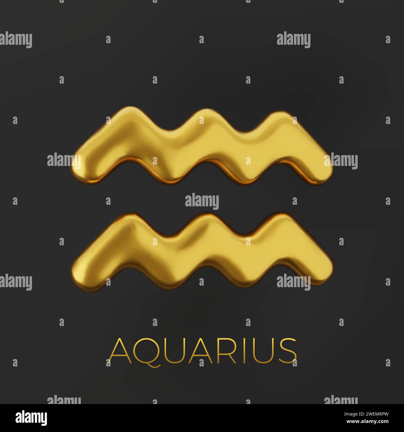 3d golden zodiac sign Aquarius on a dark background Stock Vector Image ...