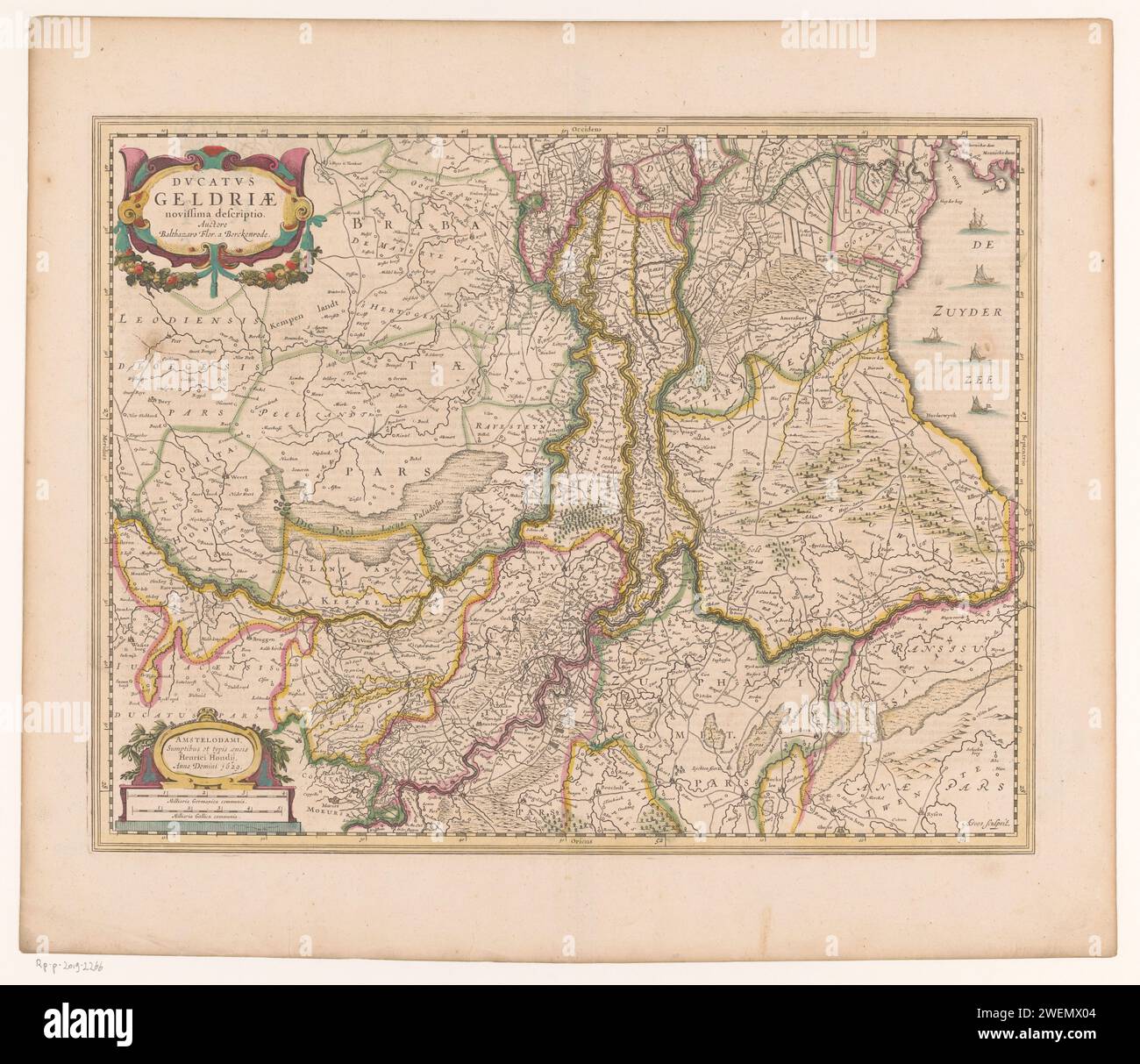 Map of Gelderland, Abraham Goos, 1638 print At the top left the title ...