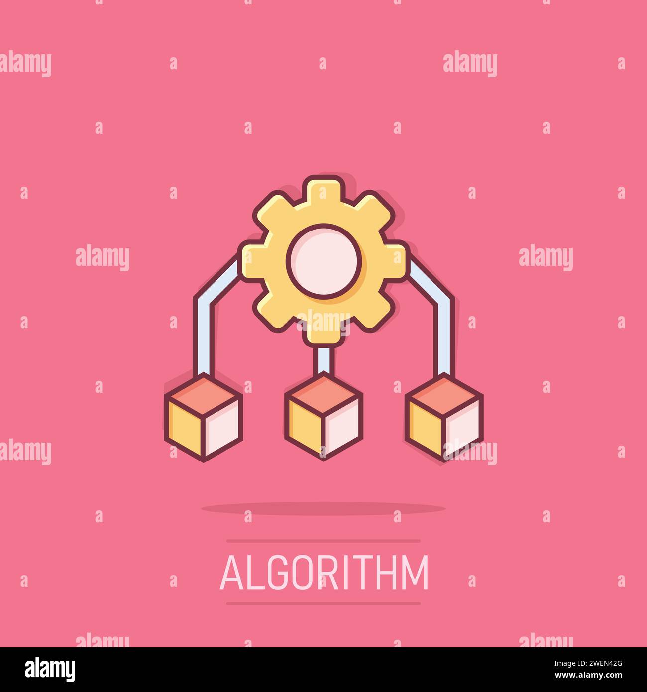 Api technology icon in comic style. Algorithm cartoon vector ...